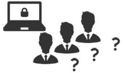 パソコンの前で困る人たちのアイコン
