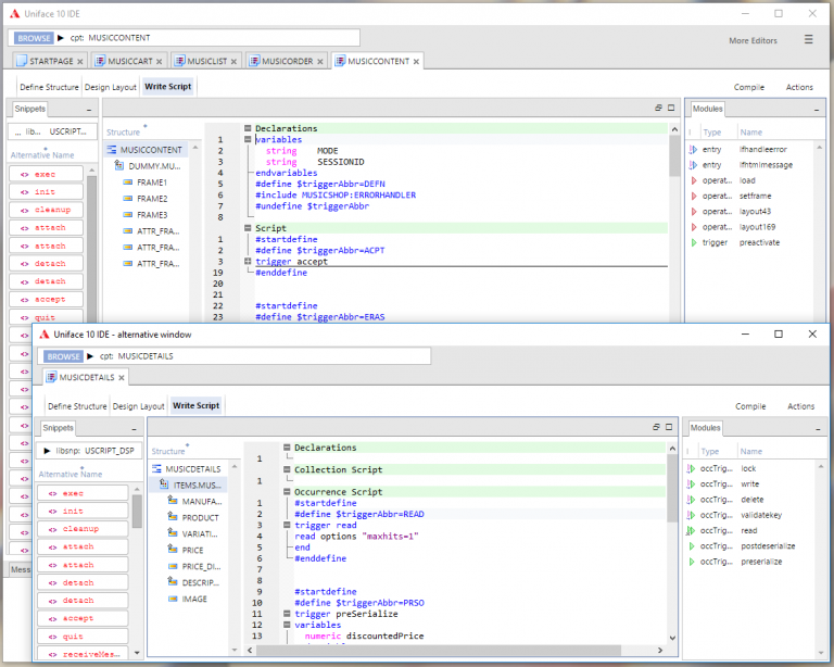 Uniface Code Examples Uniface10:新機能 コードコンテナ - Synapse Innovation Inc.